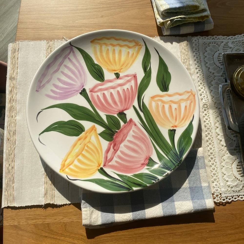 Vintage Serving Platter Large Floral Printed